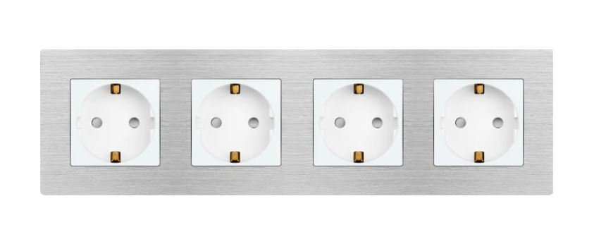 Priza configurabila 4 doze cu rama de aluminiu (simple, USB, Wifi, etc.) [2]