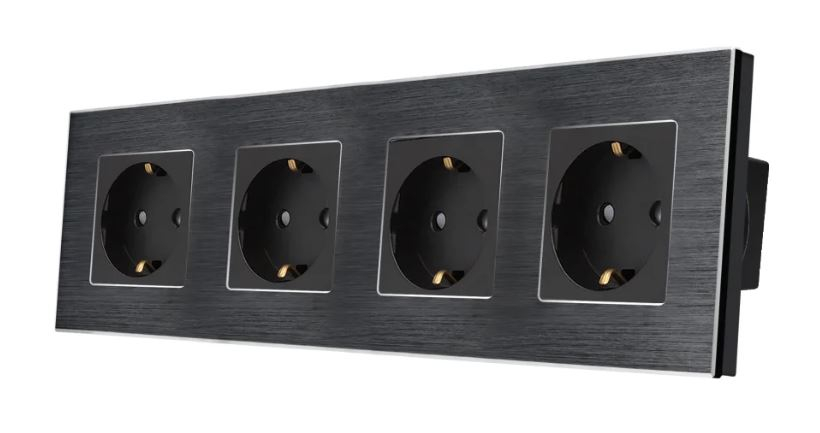 Priza configurabila 4 doze cu rama de aluminiu (simple, USB, Wifi, etc.) [1]