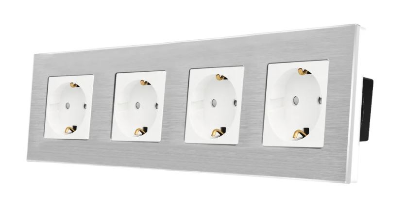 Priza configurabila 4 doze cu rama de aluminiu (simple, USB, Wifi, etc.) [1]