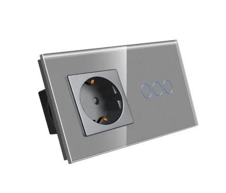 Priza + intrerupator tactil 2 doze configurabil (simplu, dublu, cap scara, draperie, priza USB, etc) [6]