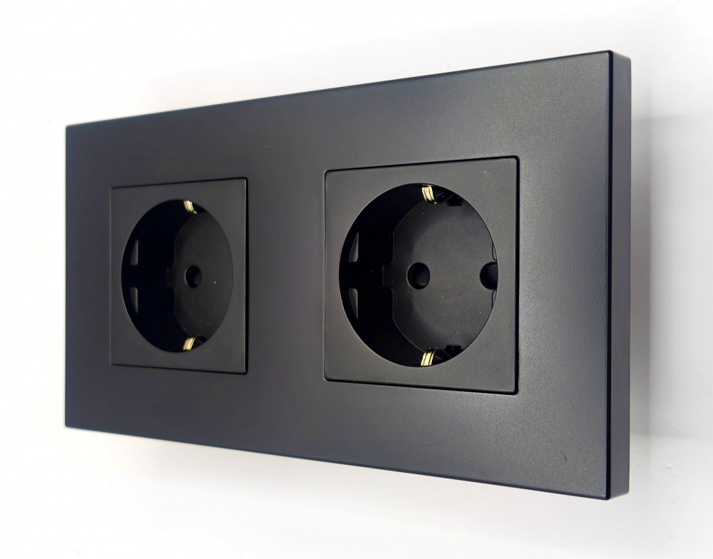 Priza + priza (dubla) configurabila 2 doze cu rama de plastic (simple, USB, Wifi, etc.) [1]