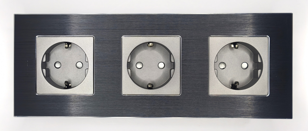Priza tripla configurabila 3 doze cu rama din aluminiu (simple, USB, Wifi, etc.) [4]