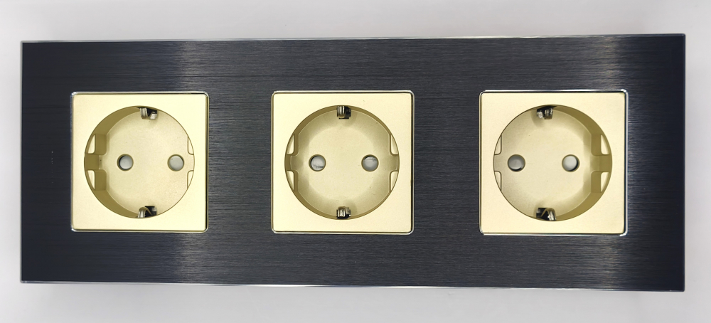 Priza tripla configurabila 3 doze cu rama din aluminiu (simple, USB, Wifi, etc.) [6]