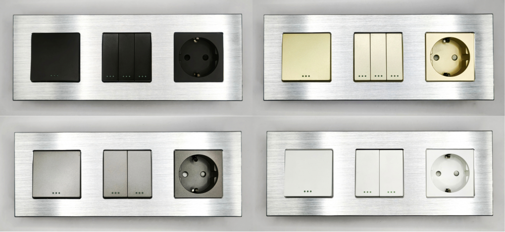 Priza tripla configurabila 3 doze cu rama din aluminiu (simple, USB, Wifi, etc.) [10]