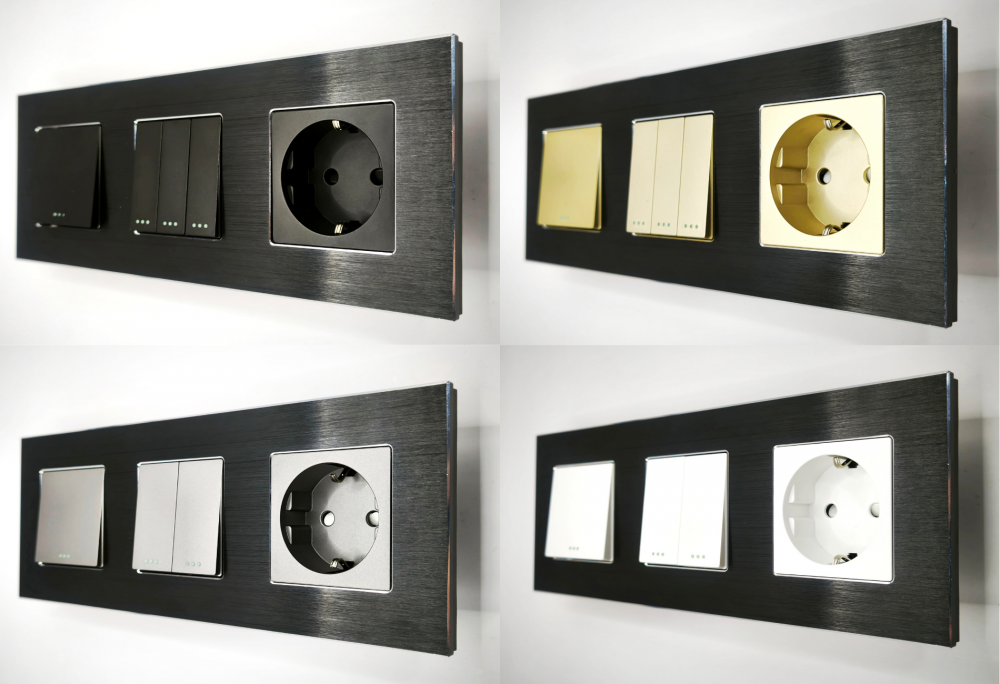 Priza tripla configurabila 3 doze cu rama din aluminiu (simple, USB, Wifi, etc.) [9]