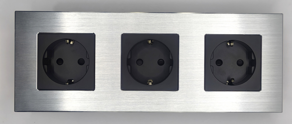 Priza tripla configurabila 3 doze cu rama din aluminiu (simple, USB, Wifi, etc.) [8]