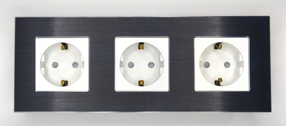 Priza tripla configurabila 3 doze cu rama din aluminiu (simple, USB, Wifi, etc.) [8]
