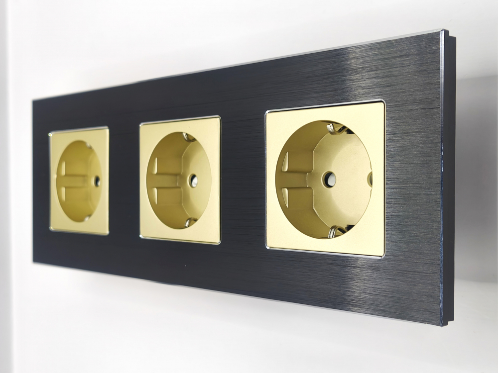 Priza tripla configurabila 3 doze cu rama din aluminiu (simple, USB, Wifi, etc.) [5]