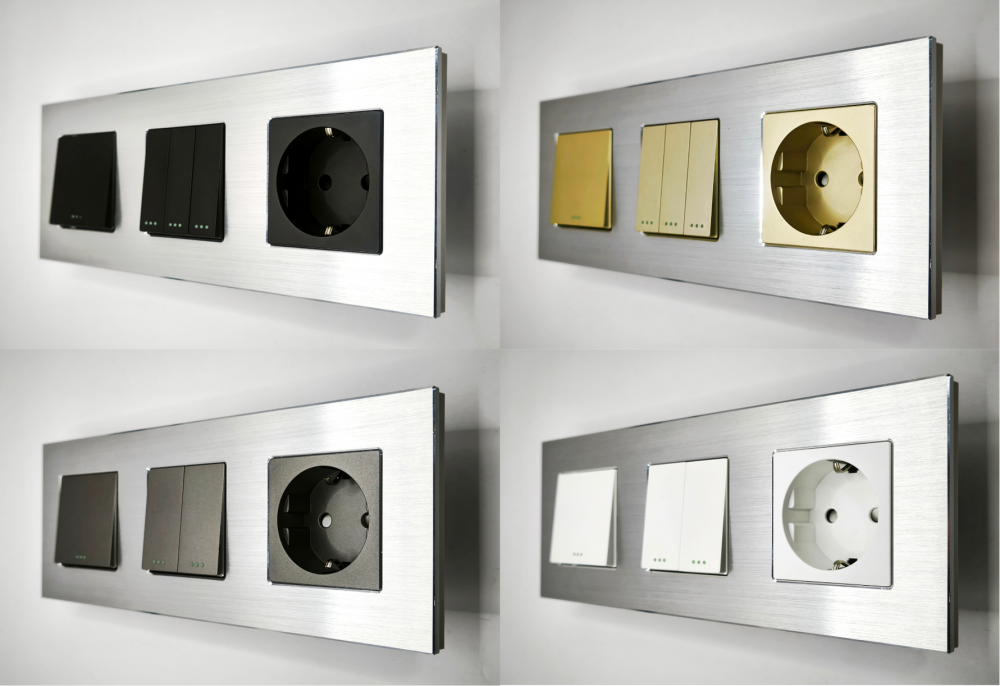 Priza tripla configurabila 3 doze cu rama din aluminiu (simple, USB, Wifi, etc.) [9]