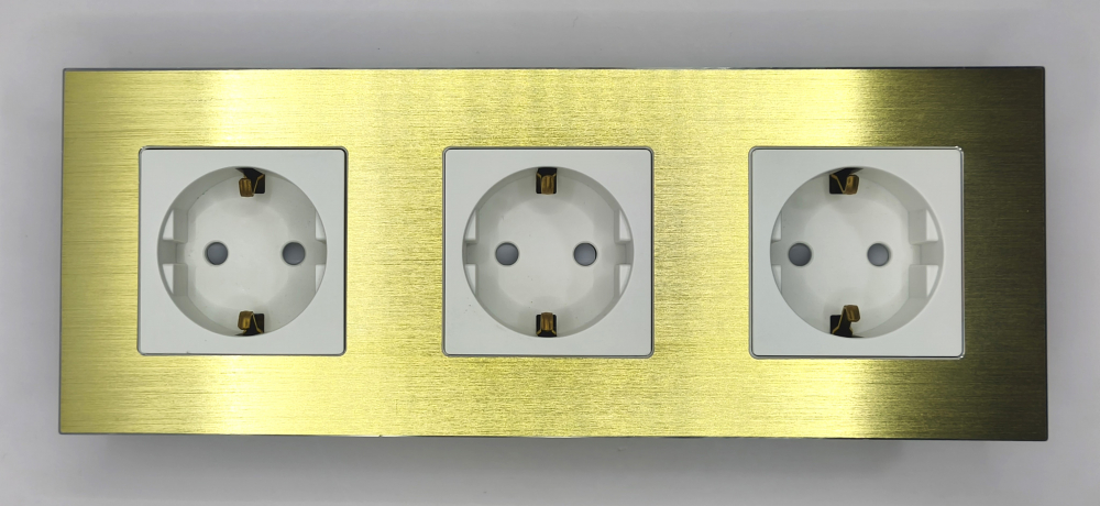 Priza tripla configurabila 3 doze cu rama din aluminiu (simple, USB, Wifi, etc.) [4]
