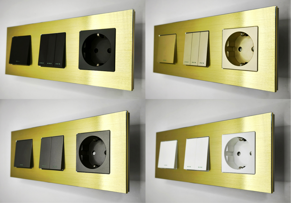 Priza tripla configurabila 3 doze cu rama din aluminiu (simple, USB, Wifi, etc.) [9]