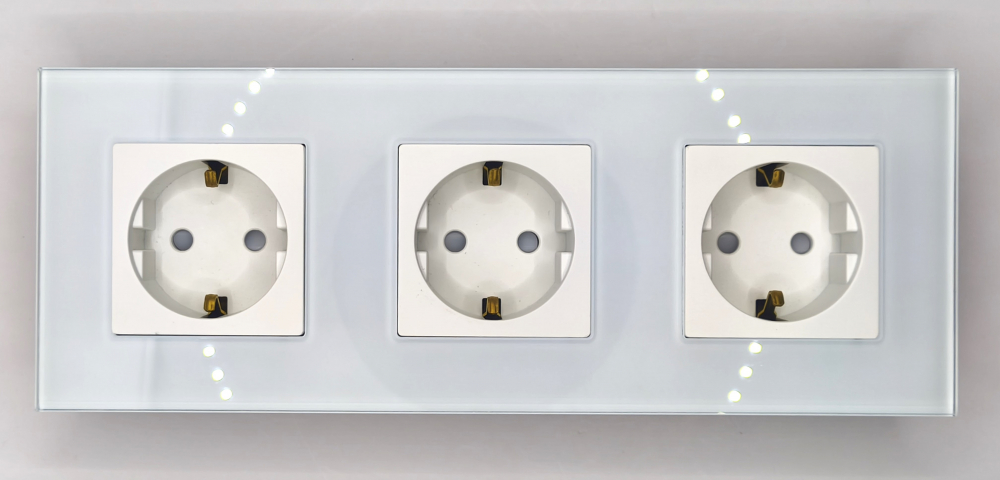 Priza tripla configurabila 3 doze cu rama din sticla (simple, USB, Wifi, etc.) [2]