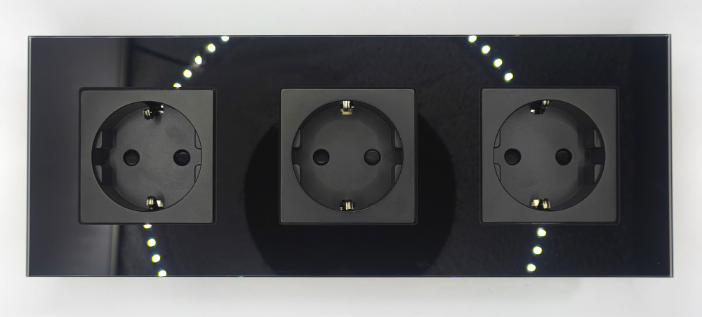 Priza tripla configurabila 3 doze cu rama din sticla (simple, USB, Wifi, etc.) [2]