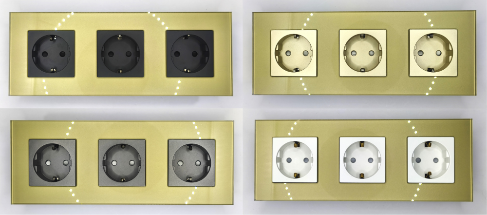 Priza tripla configurabila 3 doze cu rama din sticla (simple, USB, Wifi, etc.) [4]