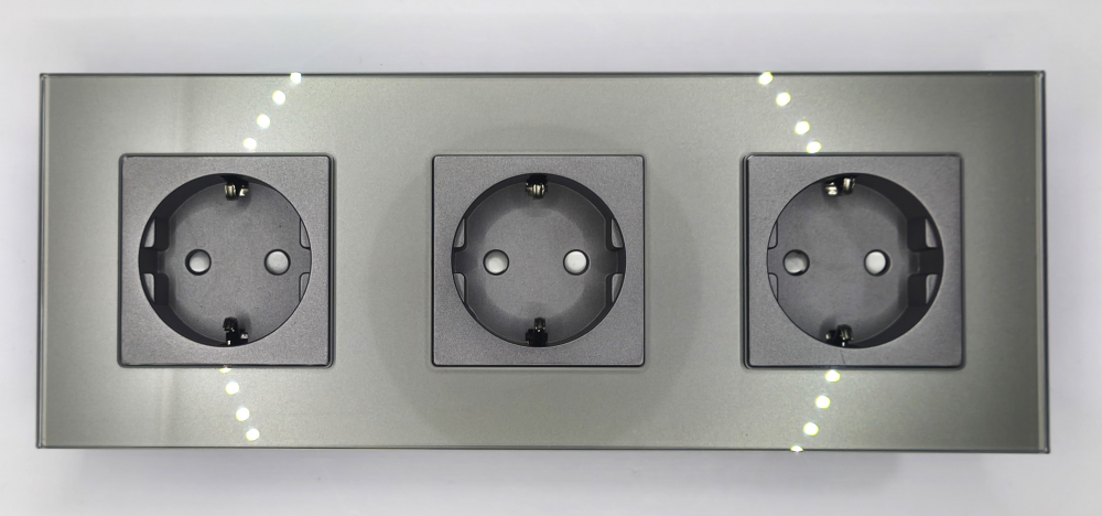 Priza tripla configurabila 3 doze cu rama din sticla (simple, USB, Wifi, etc.) [2]
