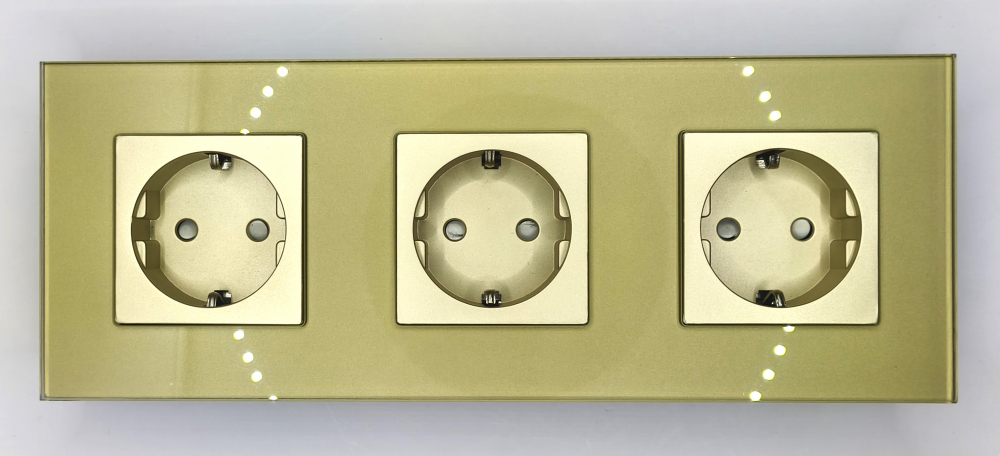 Priza tripla configurabila 3 doze cu rama din sticla (simple, USB, Wifi, etc.) [2]