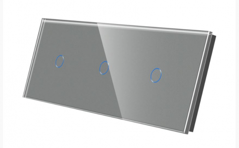 Sticla + Touch / tactil - Intrerupator tactil 3 doze configurabil (simplu, dublu, triplu, cap scara, dimabil, etc.)