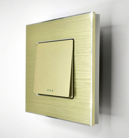 Aluminiu + mecanic - Intrerupator mecanic 1 doza configurabil cu rama de aluminiu (simplu, dublu, cap/scara, cruce)