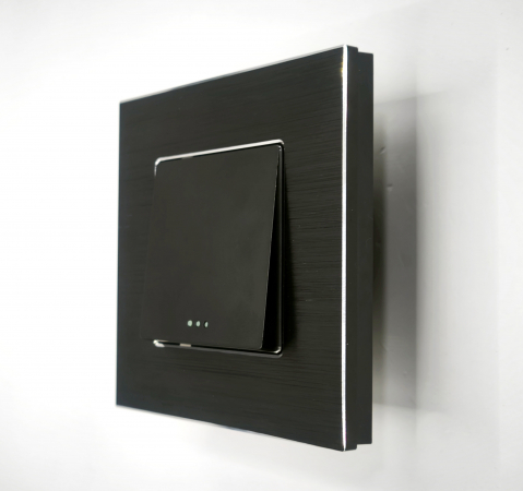 Aluminiu + mecanic - Intrerupator mecanic 1 doza configurabil cu rama de aluminiu (simplu, dublu, cap/scara, cruce)
