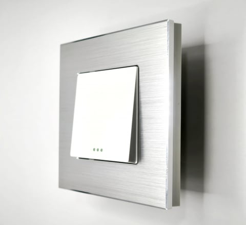 Aluminiu + mecanic - Intrerupator mecanic 1 doza configurabil cu rama de aluminiu (simplu, dublu, cap/scara, cruce)