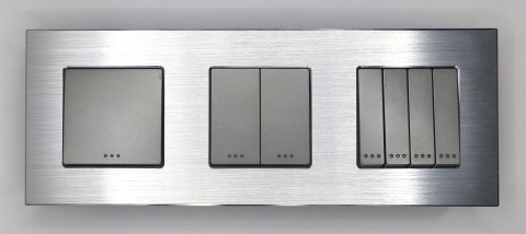 Intrerupator mecanic 3 doze configurabil cu rama de aluminiu (simplu, dublu, triplu, cap scara, dimabil, etc.) [3]