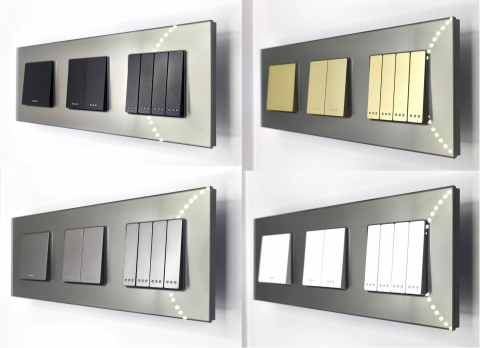 Intrerupator mecanic 3 doze configurabil cu rama de sticla (simplu, dublu, triplu, cap scara, dimabil, etc.) [2]