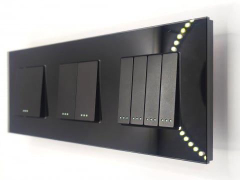 Sticla + Mecanice - Intrerupator mecanic 3 doze configurabil cu rama de sticla (simplu, dublu, triplu, cap scara, dimabil, etc.)