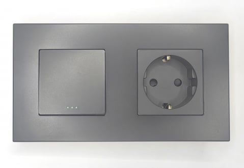 Intrerupator mecanic + priza 2 doze configurabil cu rama de plastic (simplu, cap scar/cruce, priza cu wifi, etc). [1]