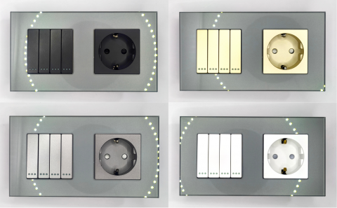Intrerupator mecanic + priza 2 doze configurabil cu rama de sticla (simplu, cap scar/cruce, priza cu wifi, etc). [3]