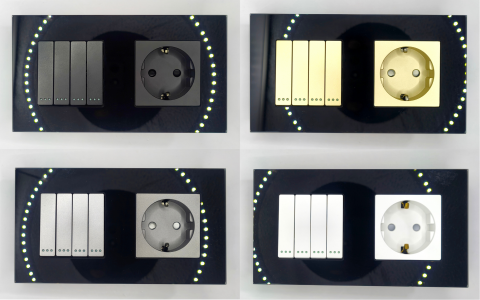 Intrerupator mecanic + priza 2 doze configurabil cu rama de sticla (simplu, cap scar/cruce, priza cu wifi, etc). [5]