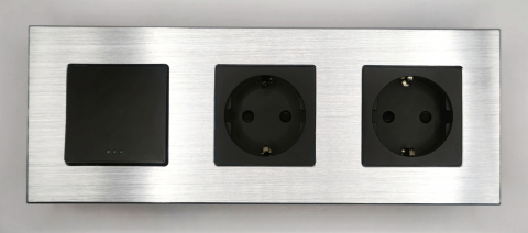 Intrerupator mecanic + priza 3 doze configurabil cu rama de aluminiu (simplu, cap scar/cruce, priza cu wifi, etc) [5]