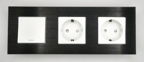 Intrerupator mecanic + priza 3 doze configurabil cu rama de aluminiu (simplu, cap scar/cruce, priza cu wifi, etc) [5]