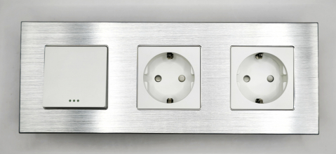 Intrerupator mecanic + priza 3 doze configurabil cu rama de aluminiu (simplu, cap scar/cruce, priza cu wifi, etc) [1]