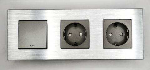 Intrerupator mecanic + priza 3 doze configurabil cu rama de aluminiu (simplu, cap scar/cruce, priza cu wifi, etc) [3]