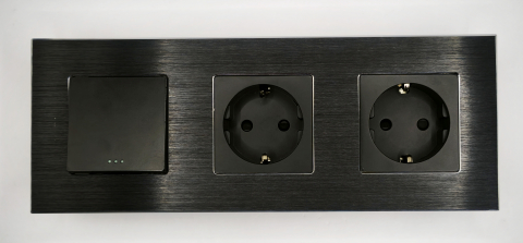 Intrerupator mecanic + priza 3 doze configurabil cu rama de aluminiu (simplu, cap scar/cruce, priza cu wifi, etc) [1]