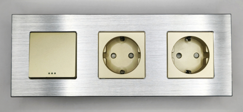 Intrerupator mecanic + priza 3 doze configurabil cu rama de aluminiu (simplu, cap scar/cruce, priza cu wifi, etc) [7]