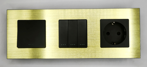Intrerupator mecanic + priza 3 doze configurabil cu rama de aluminiu (simplu, cap scar/cruce, priza cu wifi, etc), [5]