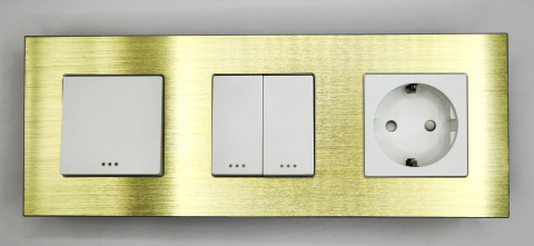 Intrerupator mecanic + priza 3 doze configurabil cu rama de aluminiu (simplu, cap scar/cruce, priza cu wifi, etc), [3]