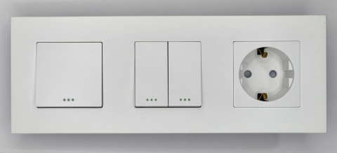 Intrerupator mecanic + priza 3 doze configurabil cu rama de plastic (simplu, cap scar/cruce, priza cu wifi, etc) [1]