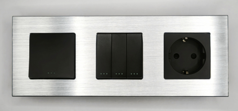 Intrerupator mecanic + priza 3 doze configurabil cu rama de aluminiu (simplu, cap scar/cruce, priza cu wifi, etc), [5]
