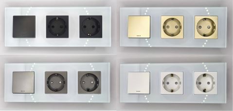 Intrerupator mecanic + priza 3 doze configurabil cu rama de sticla (simplu, cap scar/cruce, priza cu wifi, etc), [3]