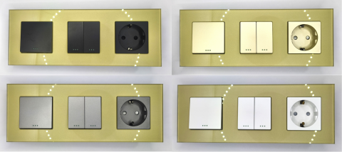 Intrerupator mecanic + priza 3 doze configurabil cu rama de sticla (simplu, cap scar/cruce, priza cu wifi, etc) [3]