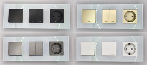 Intrerupator mecanic + priza 3 doze configurabil cu rama de sticla (simplu, cap scar/cruce, priza cu wifi, etc) [3]