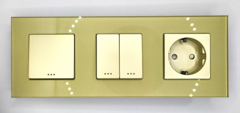 Intrerupator mecanic + priza 3 doze configurabil cu rama de sticla (simplu, cap scar/cruce, priza cu wifi, etc) [1]