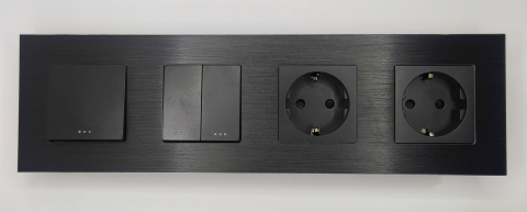 Intrerupator mecanic + priza 4 doze configurabil cu rama de aluminiu (simplu, cap scar/cruce, priza cu wifi, etc). [1]