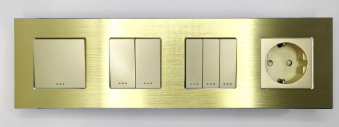 Intrerupator mecanic + priza 4 doze configurabil cu rama de aluminiu (simplu, cap scar/cruce, priza cu wifi, etc) [1]