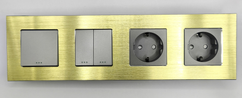 Intrerupator mecanic + priza 4 doze configurabil cu rama de aluminiu (simplu, cap scar/cruce, priza cu wifi, etc). [5]