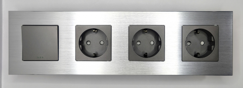 Intrerupator mecanic + priza 4 doze configurabil cu rama de aluminiu (simplu, cap scar/cruce, priza, usb, wifi, tv, internet)), [3]