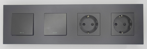 Intrerupator mecanic + priza 4 doze configurabil cu rama de plastic (simplu, cap scar/cruce, priza cu wifi, etc). [1]