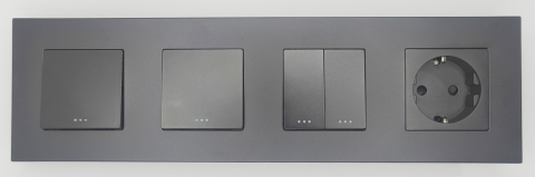 Intrerupator mecanic + priza 4 doze configurabil cu rama de plastic (simplu, cap scar/cruce, priza cu wifi, etc) [1]